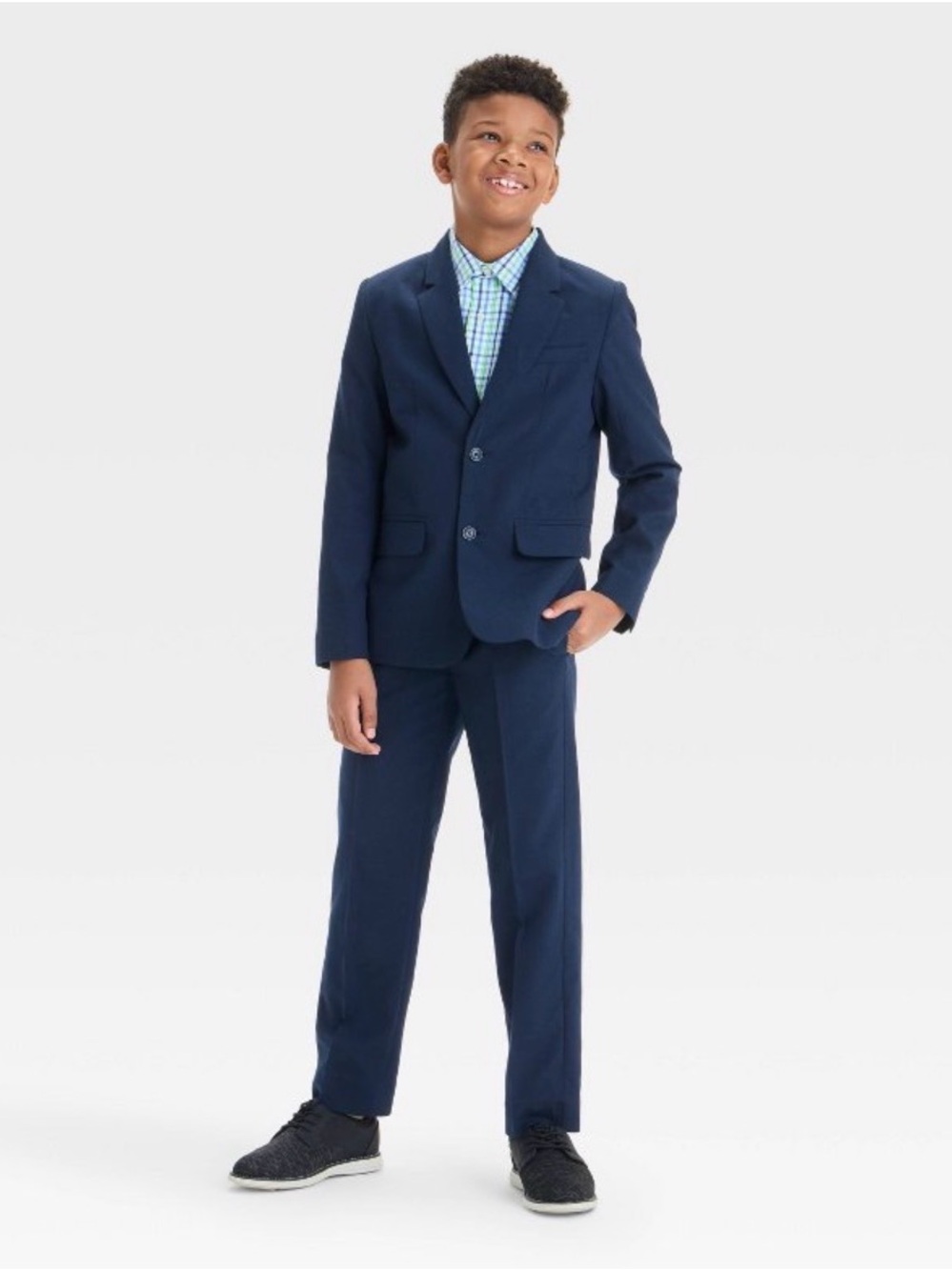 Cat & Jack Navy Boys Suit Set with Jacket, Pants, and Button Down Shirt